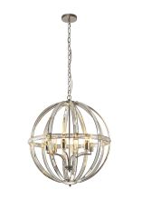 Meteor Large Round Pendant, 6 Light E27, Polished Nickel