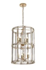 Meteor Medium Round Column Pendant, 8 Light E27, French Gold