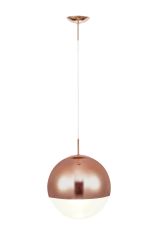 Miranda 40cm Ball Pendant 1 Light E27 Copper Suspension With Copper Mirrored/Clear Glass Globe