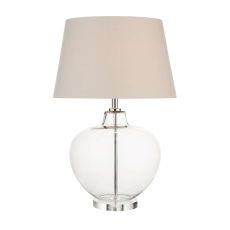 Moffat 1 Light E27 Glass With Polished Chrome Table Lamp With Inline Switch C/W Puscan Ccrain Cotton Tapered 45cm Drum Shade