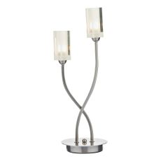 Morgan 2 Light G9 Satin Chrome Table Lamp With Inline Switch With Clear Glass Shades With Frosted Inner Detail