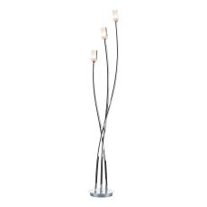 Morgan 3 Light G9 Polished Chrome Floor Lamp With Inline Foot Switch With Clear Glass Shades With Frosted Inner Detail
