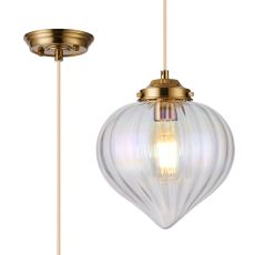 Mya Single Pendant With Flower Bud Shade 1 x E27, Brass/Pale Gold Twisted Cable/Italisbonscent Faded