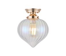 Mya Flush Fitting With Flower Bud Shade 1 x E27, French Gold/Italisbonscent Faded