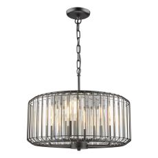 Naeva 4 Light E27 Satin Black Adjustable Pendant With A Satin Black Cage Surrounding Stunning Faceted Crystals
