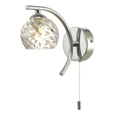 Nakita 1 Light G9 Polished Chrome Wall Light With Pull Cord Switch C/W Clear Twisted Style Open Glass Shade
