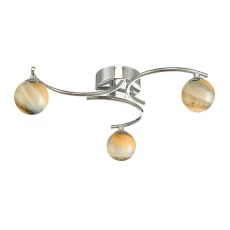 Nakita 3 Light G9 Polished Chrome Flush Ceiling Fitting C/W Planet Style Glass Shade