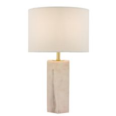 Nalani 1 Light E27 Pink & Marble Effect Table Lamp With Inline Switch C/W Ivory Linen Shade