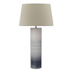 Nlouisre 1 Light E27 Black And White Ceramic Table Lamp With Inline Switch C/W Cezanne Taupe Faux Silk Tapered 40cm Drum Shade