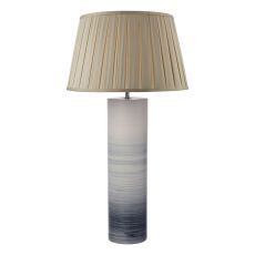 Nlouisre 1 Light E27 Black And White Ceramic Table Lamp With Inline Switch C/W Degas Taupe Faux Silk Tapered 40cm Drum Shade