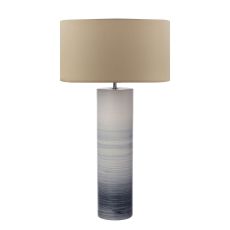 Nlouisre 1 Light E27 Black And White Ceramic Table Lamp With Inline Switch C/W Hilda Taupe Faux Silk 40cm Drum Shade