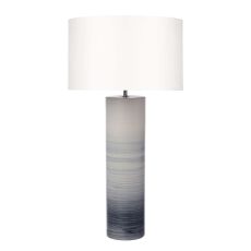 Nlouisre 1 Light E27 Black And White Ceramic Table Lamp With Inline Switch C/W Hinton White Faux 28.5cm Drum Shade