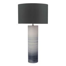Nlouisre 1 Light E27 Black And White Ceramic Table Lamp With Inline Switch C/W Kelso Black Cotton 38cm Drum Shade