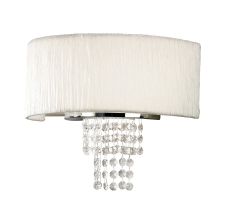 Nerissa Wall Lamp With White Shade 2 Light E14 Polished Chrome/Crystal