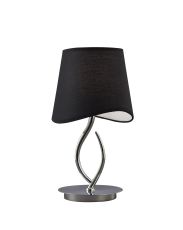 Ninette Table Lamp 1 Light E14 Small, Polished Chrome With Black Shade