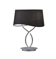 Ninette Table Lamp 2 Light E14 Large, Polished Chrome With Black Shade