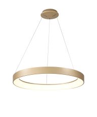 Niseko Ring Pendant 65cm 50W LED, 3000K-6000K Tuneable, 3500lm, Remote Control, Gold, 3yrs Warranty