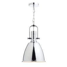 Nolan 1 Light E27 Polished Chrome Adjustable Pendant With Chrome Bell Shaped Shade