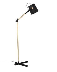 Nordica Floor Lamp With Black Shade 1 Light E27, Matt Black/Beech With Black Shade