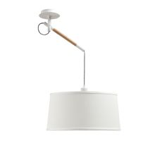 Nordica Multi Position Pendant With White Shade 1 Light E27, Matt White/Beech With Ivory White Shade