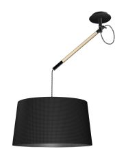 Nordica Multi Position Pendant With Black Shade 1 Light E27, Matt Black/Beech With Black Shade