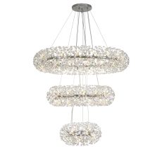 Riptor 3 Tier 60cm + 1m + 1.4m Pendant, 12 + 26 + 36 Light G9 Polished Chrome/Crystal, Item Weight: 37.6kg