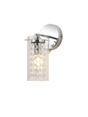 Pqube Wall Lamp Switched, 1 x E14, Polished Chrome / Crystal / Glass