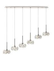 Riptor 6 Light G9 2m Linear Pendant With Polished Chrome And Crystal Shade