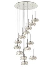 Riptor 13 Light G9 2.5m Round Multiple Pendant With Polished Chrome And Crystal Shade