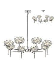 Riptor 8 Light G9 Telescopic Light With Polished Chrome And Crystal Shade