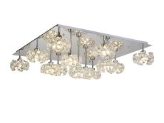 Riptor Square 13 Light G9 Flush Light With Polished Chrome Square And Crystal Shade, Item Weight: 17.2kg