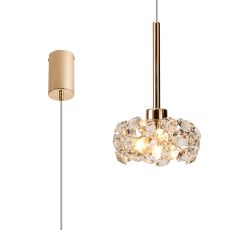 Riptor 1 Light G9 2m Single Pendant With French Gold And Crystal Shade