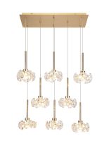 Riptor 8 Light G9 2m Rectangle Multiple Pendant With French Gold And Crystal Shade