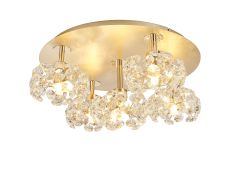 Riptor Round 5 Light G9 Flush Light With French Gold And Crystal Shade