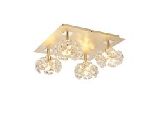 Riptor Square 4 Light G9 40cm Flush Light With French Gold Square And Crystal Shade