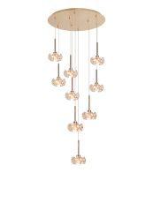 Riptor 9 Light G9 Universal 2.5m Round Multiple Pendant And Crystal Shade, French Gold