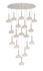 Riptor 19 Light G9 3.5m Oval Multiple Pendant With Polished Chrome And Crystal Shade, Item Weight: 18.4kg