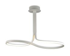 Nur Blanco Rectangular Semi Ceiling Double Loop Tall Lamp, 40W LED 4000K, 3200lm, Dimmable, White / Frosted Acrylic, 3yrs Warranty