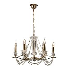 Diyas IL30726 Nydia Pendant 6 Light French Gold/Crystal