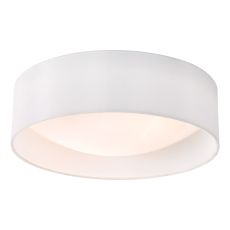 Nysa 2 Light E27 White Faux Silk Flush Ceiling Light C/W 40cm Shade