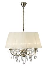 Olivia Pendant With Ccrain Shade 8 Light E14 Antique Brass/Crystal