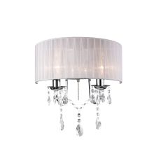 Olivia Wall Lamp Switched With White Shade 2 Light E14 Polished Chrome/Crystal