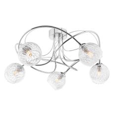 Onawa 5 Light G9 Polished Chrome Semi Flush Ceiling Fitting C/W Clear Glass Shade & Inner Wire Detail