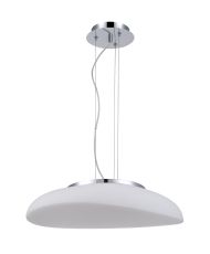 Opal Oval Pendant 4 Light E27, Polished Chrome/Frosted White Glass