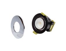 Orbio 8W, 90mA, Dimmable CCT LED Fire Rated Downlight, With Chrome Fascia, Cut Out: 70mm, 900lm, 60° Deg, IP65 DRIVER INC., 5yrs Warranty