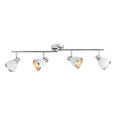 Osaka 4 Light  E14 Gloss White With Polished Chrome Detail Adjustable Linear Bar Spotlight