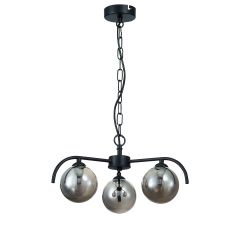 Zanetto 3 Light G9 Black Adjustable & Flush Ceiling Light C/W Smoked Glass Globe Shades