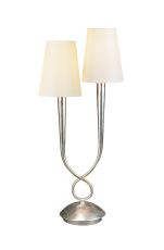 Paola Table Lamp 2 Light E14, Silver Painted With Ccrain Shades