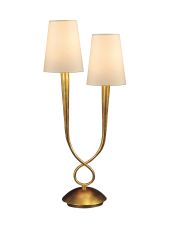 Paola Table Lamp 2 Light E14, Gold Painted With Ccrain Shades (3546)