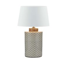 Paxton 1 Light E27 Table Lamp Ccrain With Brown With Inline Switch C/W Cezanne White Faux Silk Tapered 40cm Drum Shade